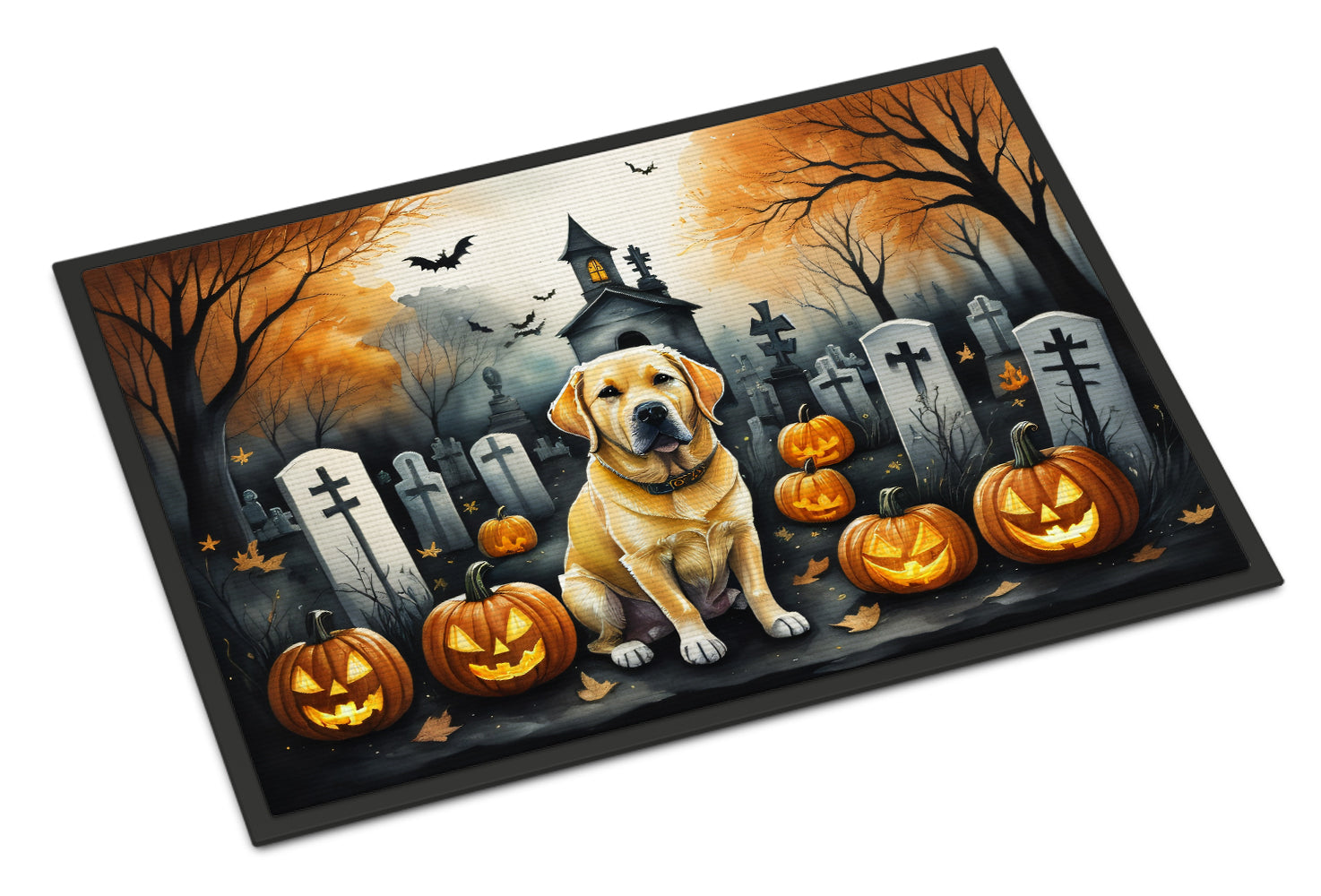 Buy this Yellow Labrador Retriever Spooky Halloween Indoor or Outdoor Mat 24x36