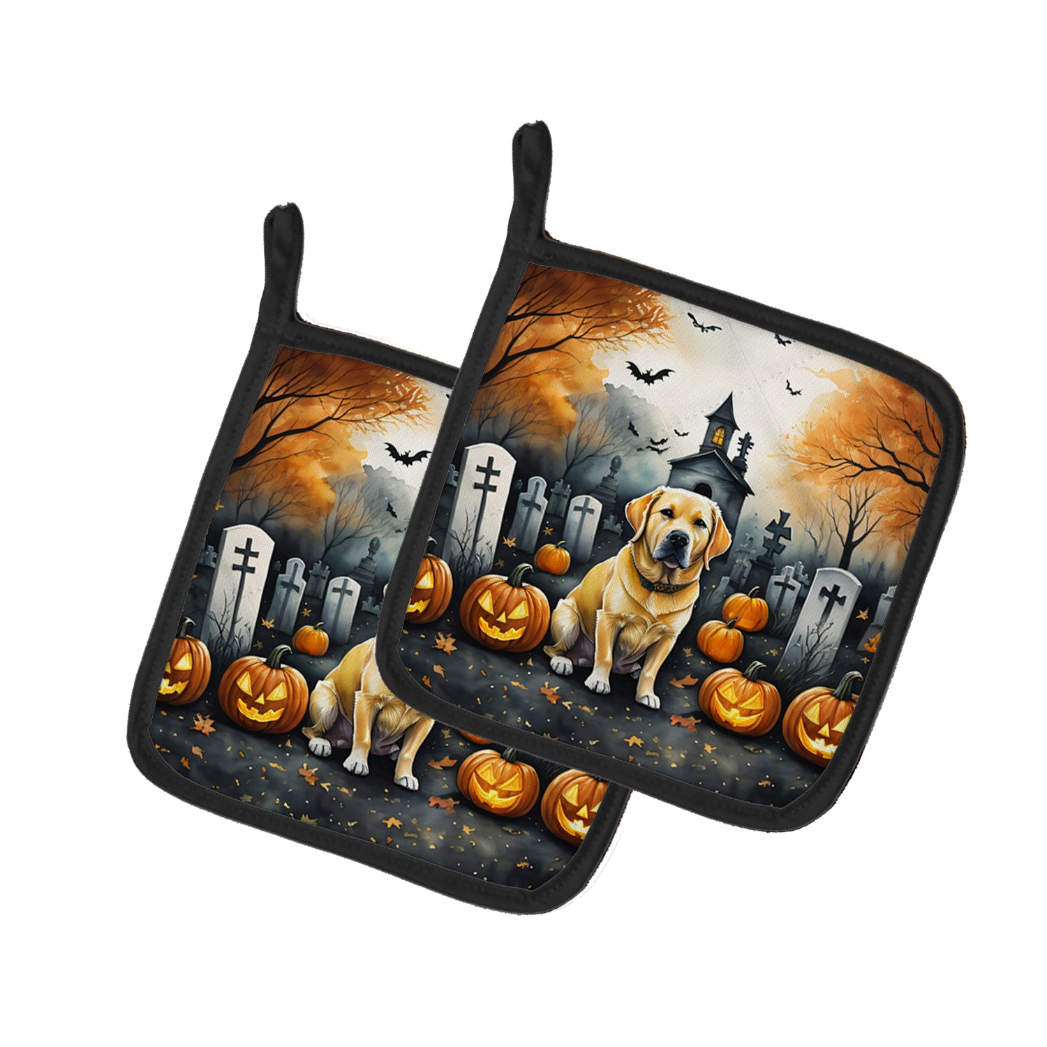 Buy this Yellow Labrador Retriever Spooky Halloween Pair of Pot Holders