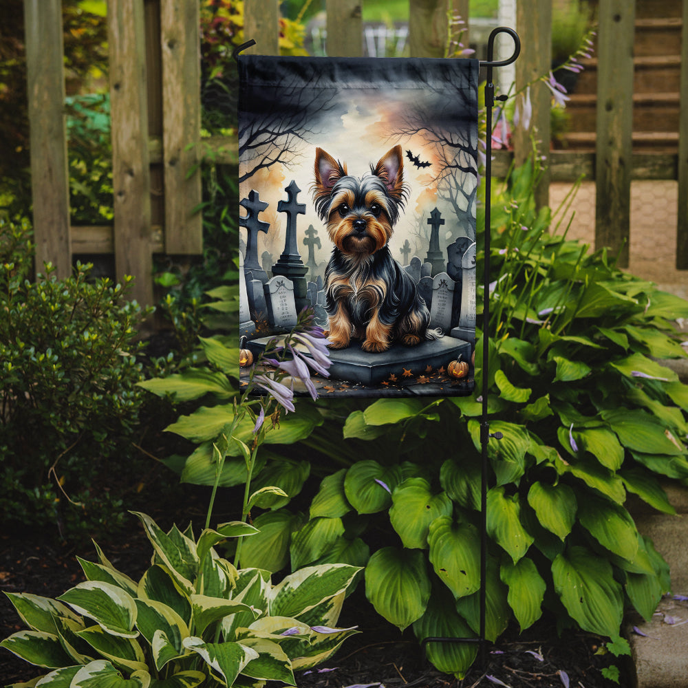 Yorkshire Terrier Spooky Halloween Garden Flag