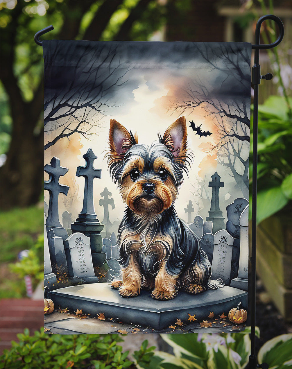 Yorkshire Terrier Spooky Halloween Garden Flag  the-store.com.