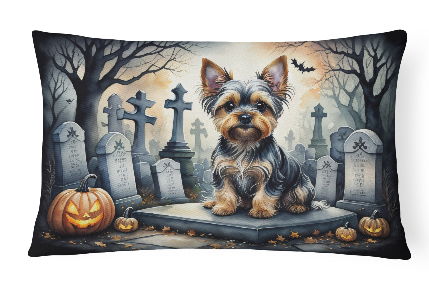 Buy this Yorkshire Terrier Spooky Halloween Fabric Decorative Pillow