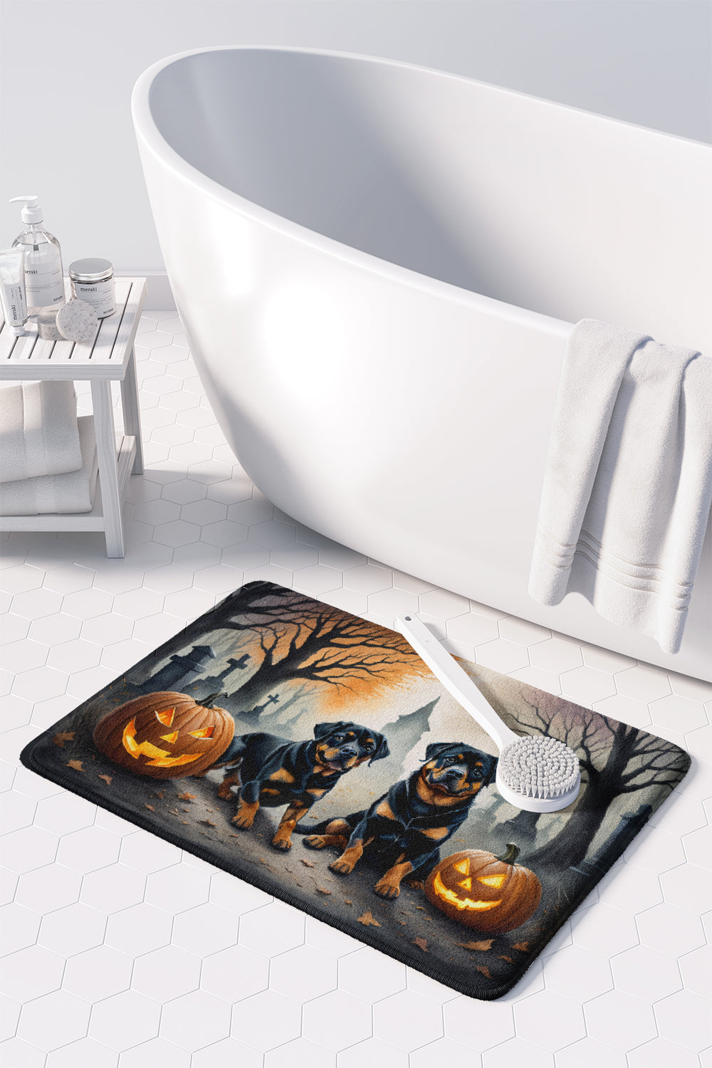 Rottweiler Spooky Halloween Memory Foam Kitchen Mat  the-store.com.