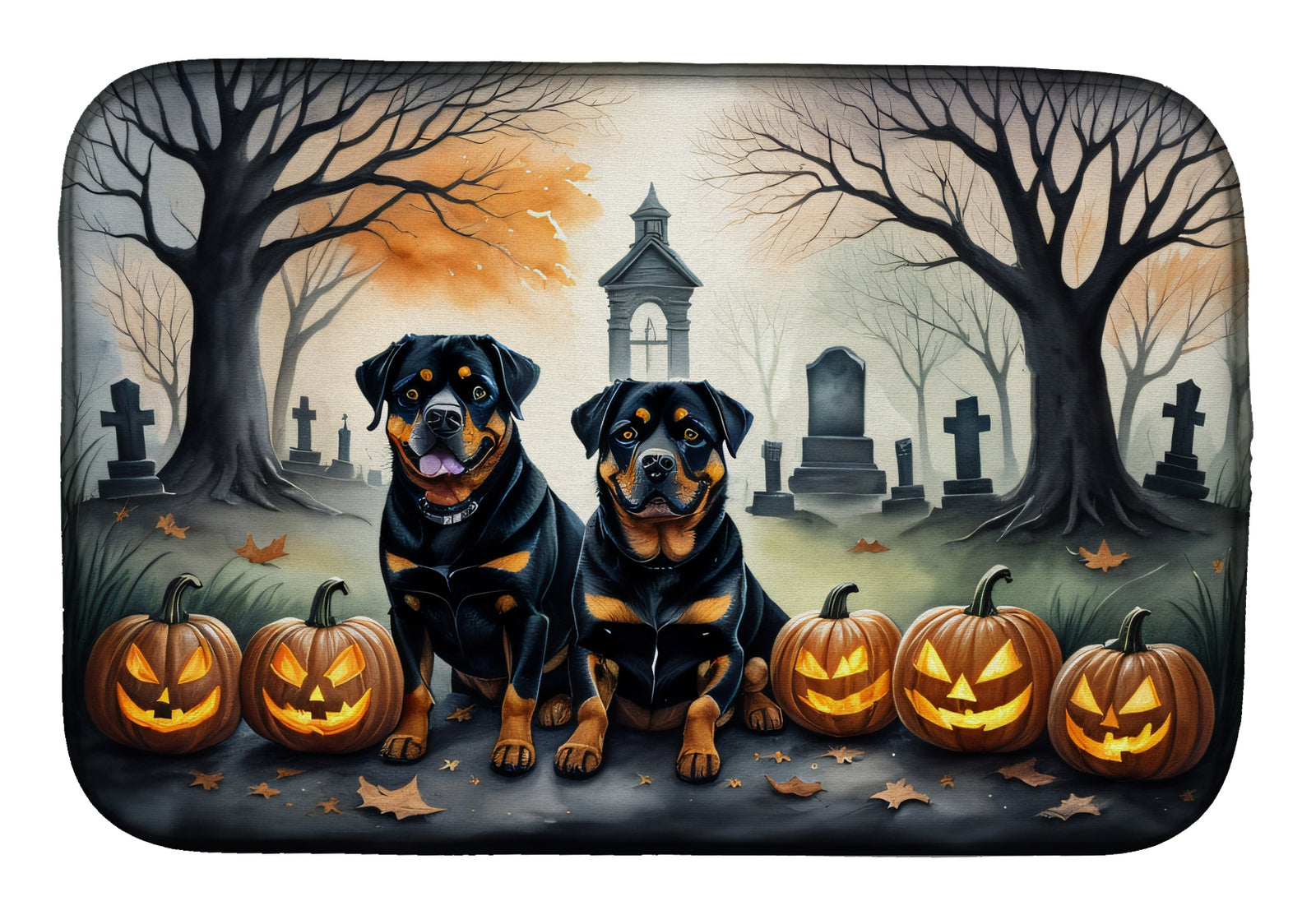 Buy this Rottweiler Spooky Halloween Dish Drying Mat