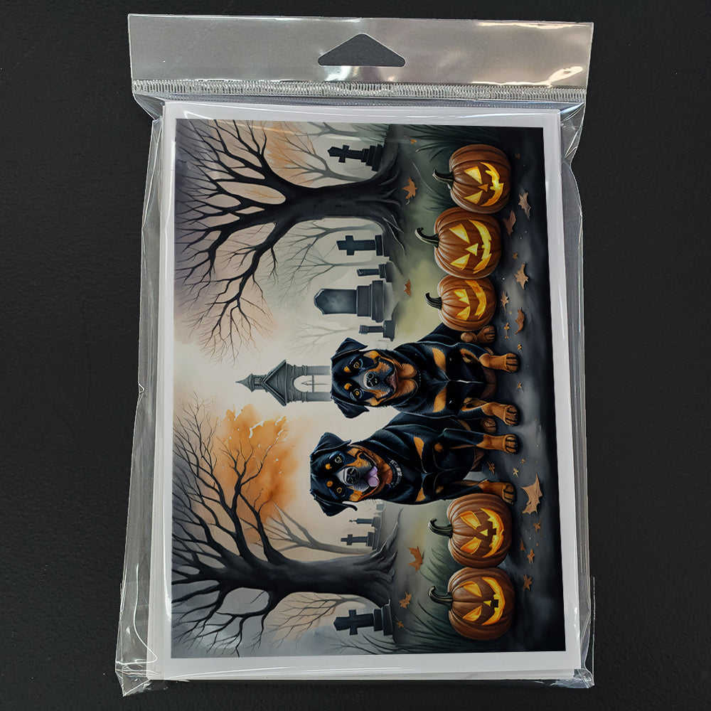 Rottweiler Spooky Halloween Greeting Cards and Envelopes Pack of 8  the-store.com.