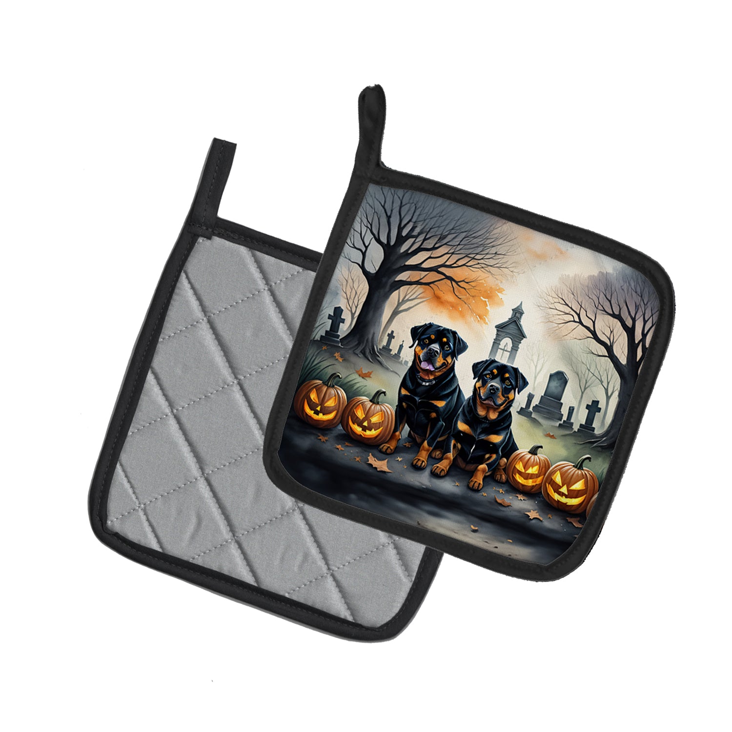 Rottweiler Spooky Halloween Pair of Pot Holders  the-store.com.