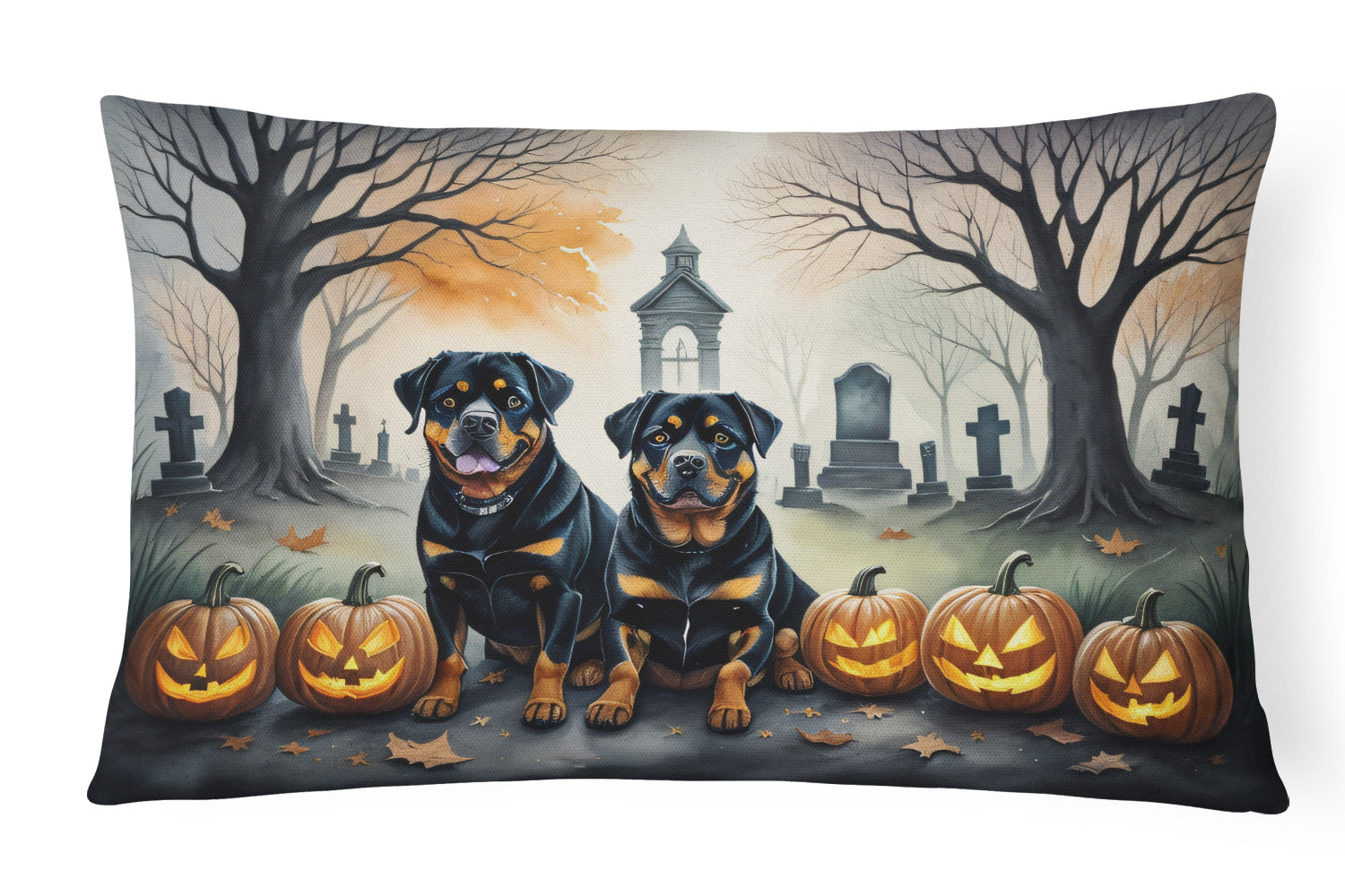 Buy this Rottweiler Spooky Halloween Fabric Decorative Pillow