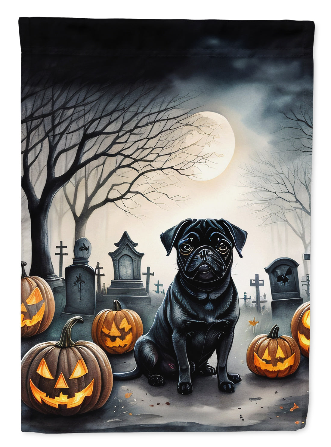 Buy this Black Pug Spooky Halloween Garden Flag