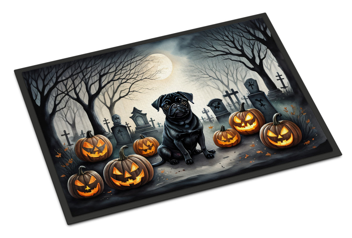 Buy this Black Pug Spooky Halloween Indoor or Outdoor Mat 24x36