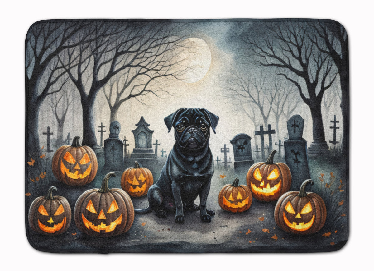 Buy this Black Pug Spooky Halloween Memory Foam Kitchen Mat