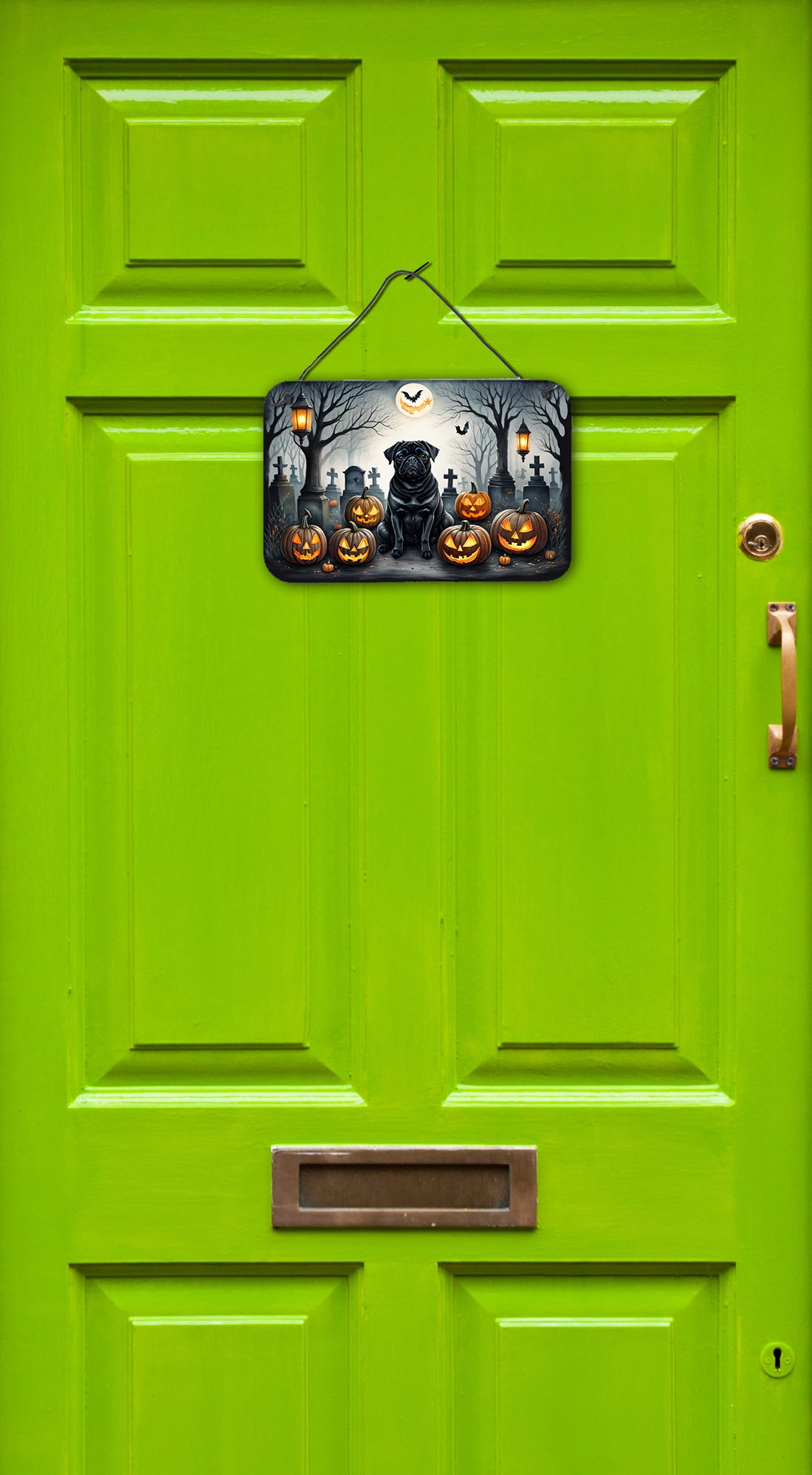 Black Pug Spooky Halloween Wall or Door Hanging Prints  the-store.com.