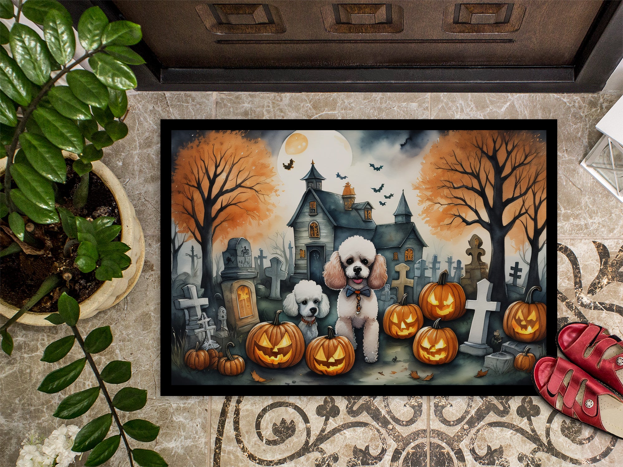 Poodle Spooky Halloween Doormat 18x27  the-store.com.