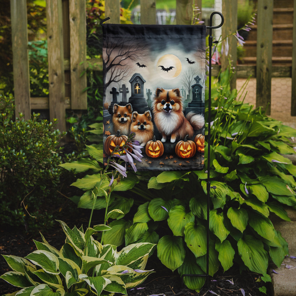 Pomeranian Spooky Halloween Garden Flag  the-store.com.