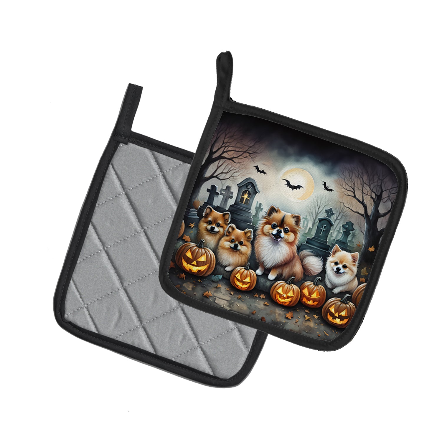 Buy this Pomeranian Spooky Halloween Pair of Pot Holders