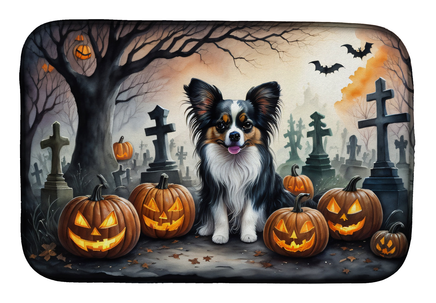 Buy this Papillon Spooky Halloween Dish Drying Mat