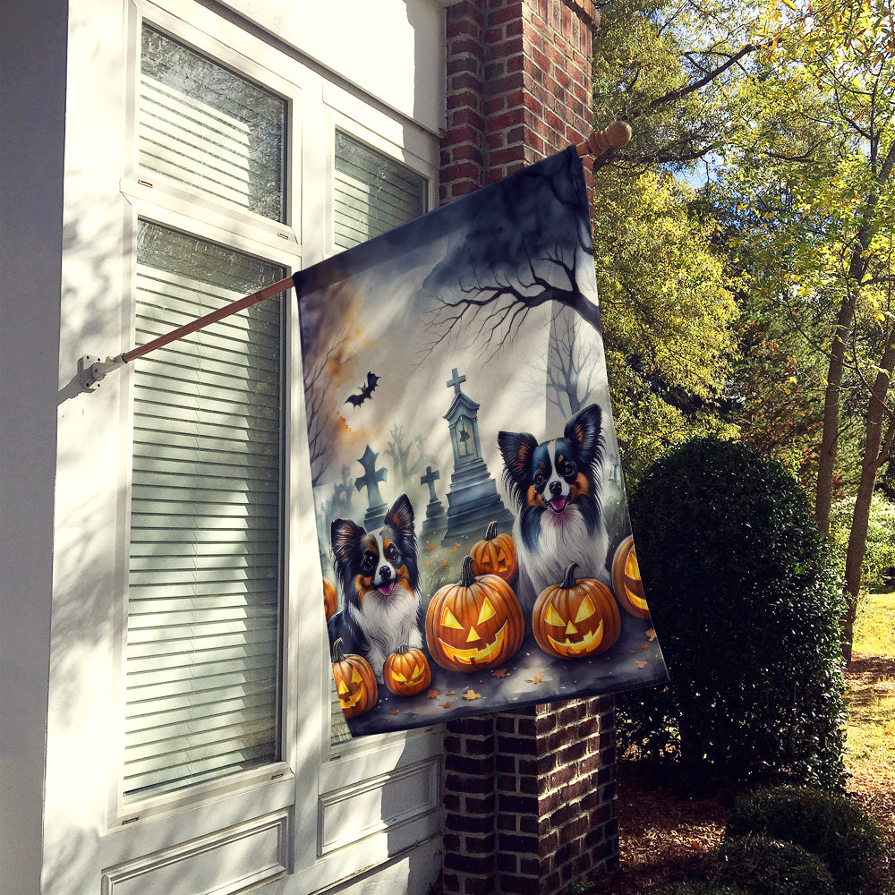 Papillon Spooky Halloween House Flag
