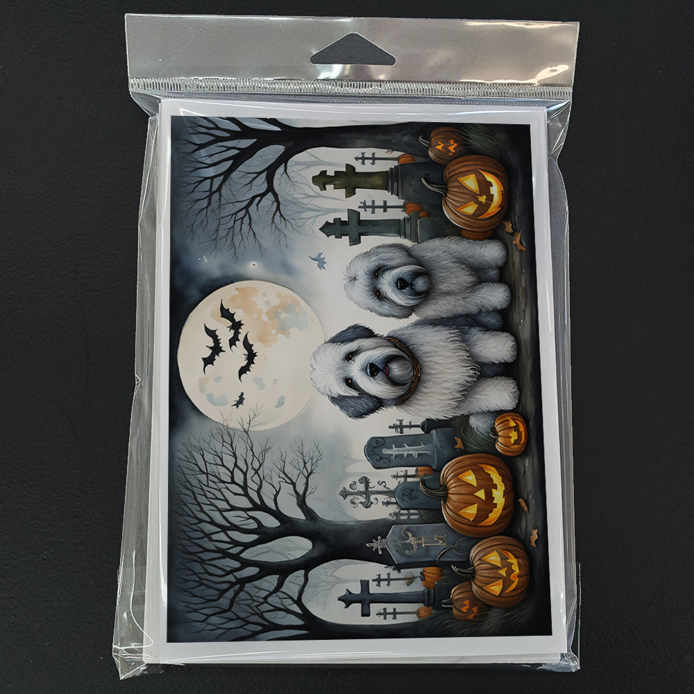 Old English Sheepdog Spooky Halloween Greeting Cards and Envelopes Pack of 8  the-store.com.