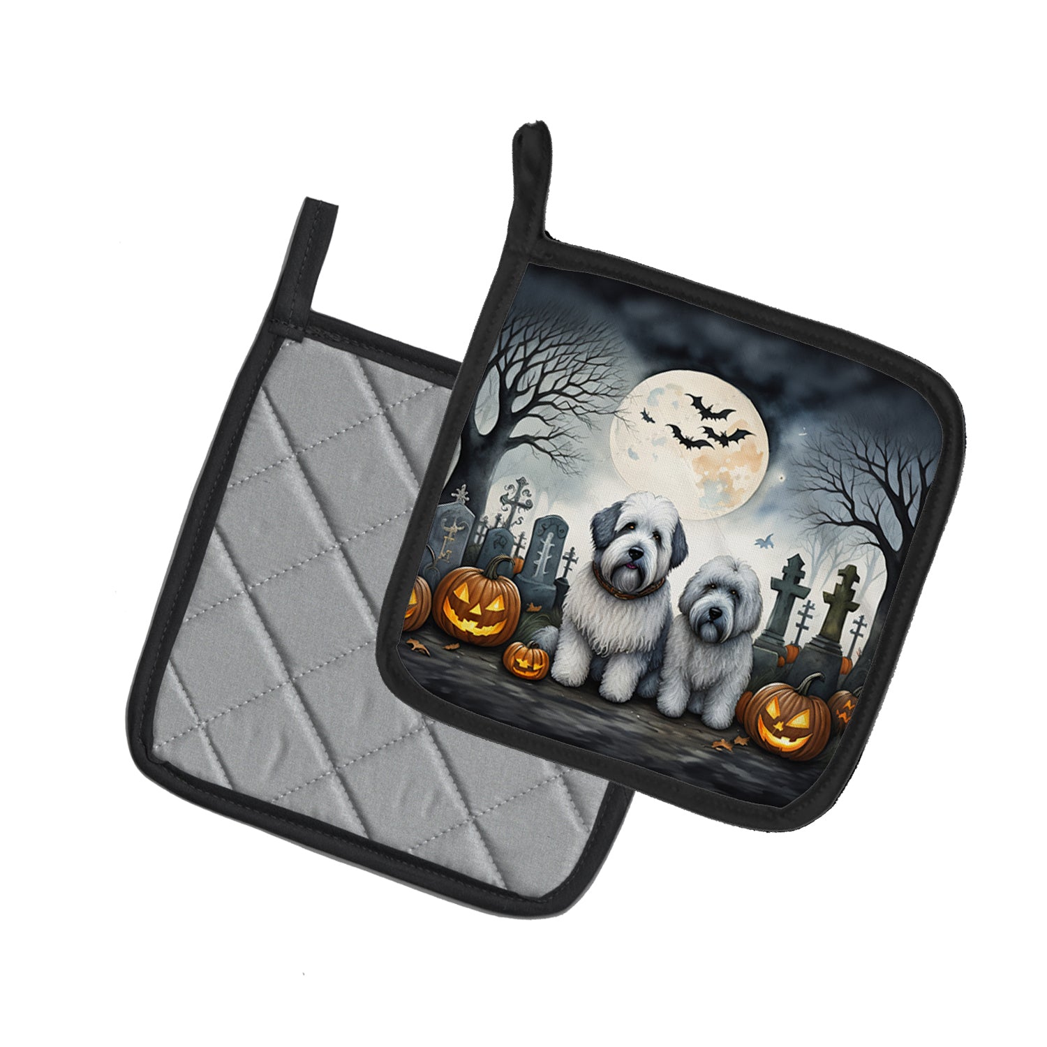 Old English Sheepdog Spooky Halloween Pair of Pot Holders  the-store.com.