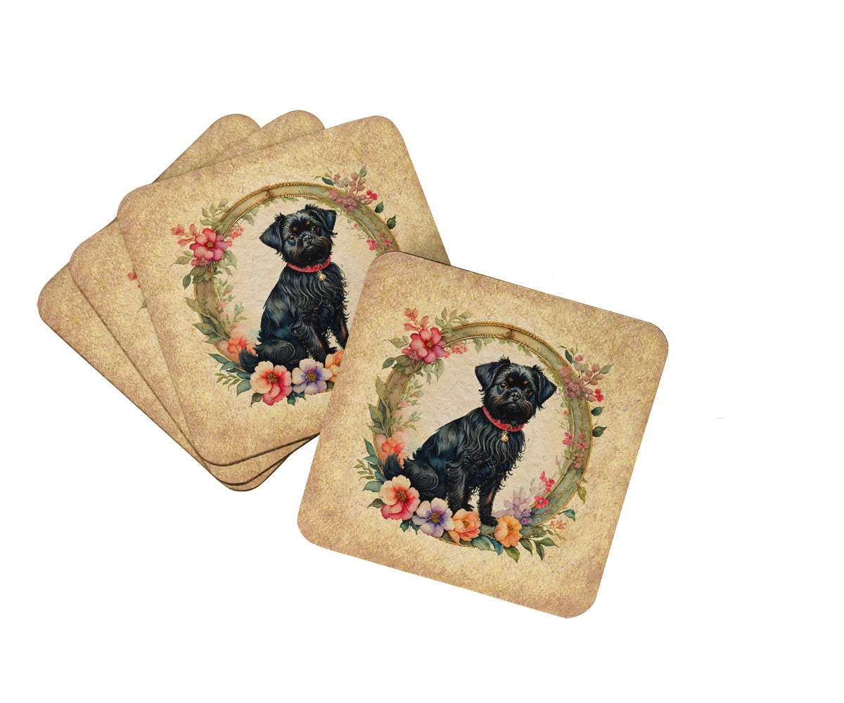 Buy this Affenpinscher and Flowers Foam Coasters