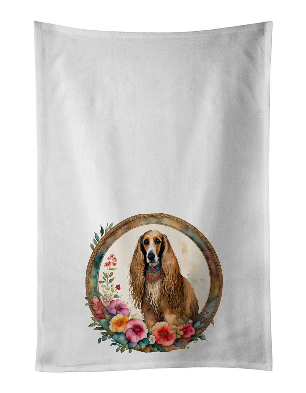 Buy this Afghan Hound and Flowers Kitchen Towel Set of 2