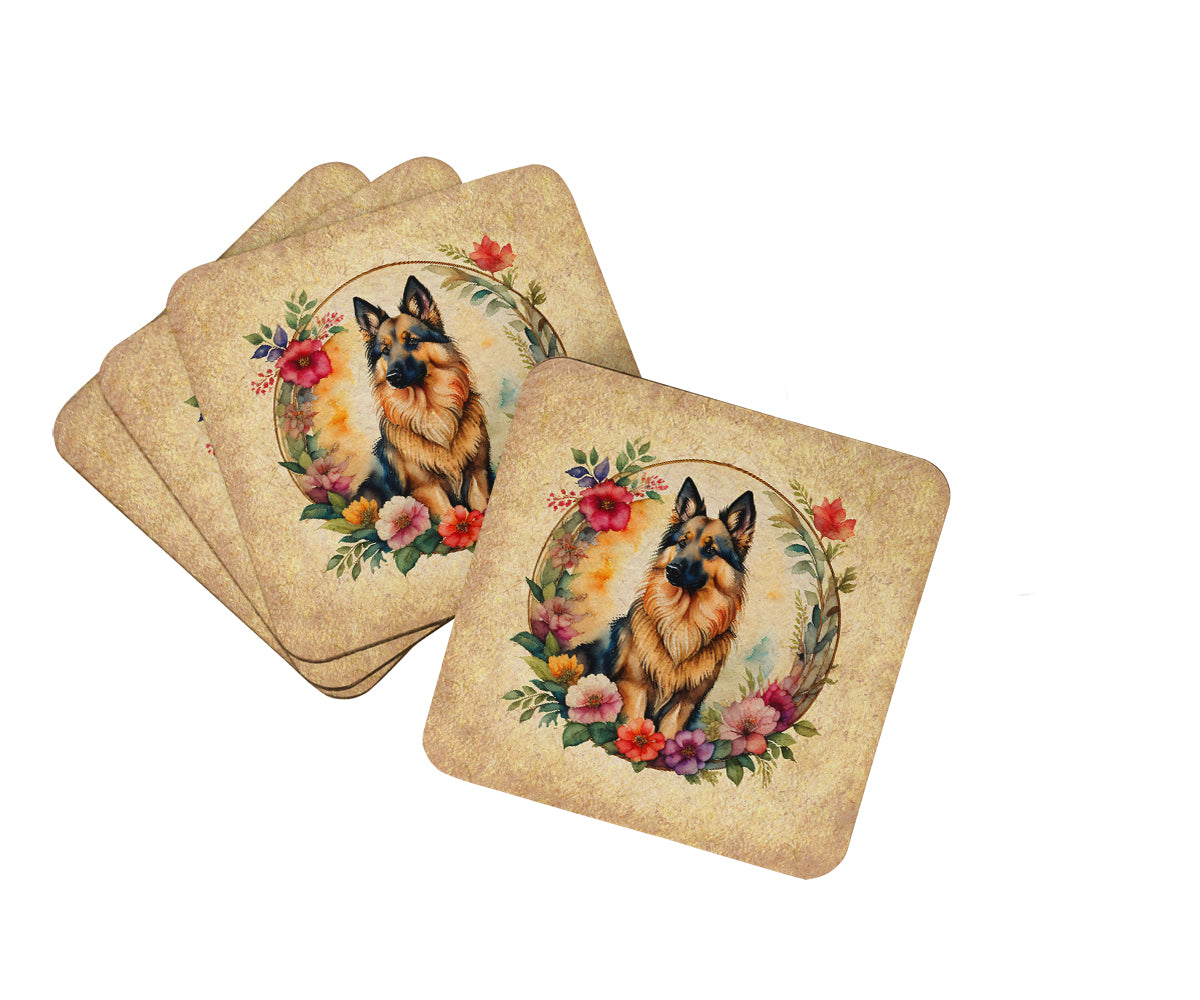 Buy this Belgian Tervuren and Flowers Foam Coasters