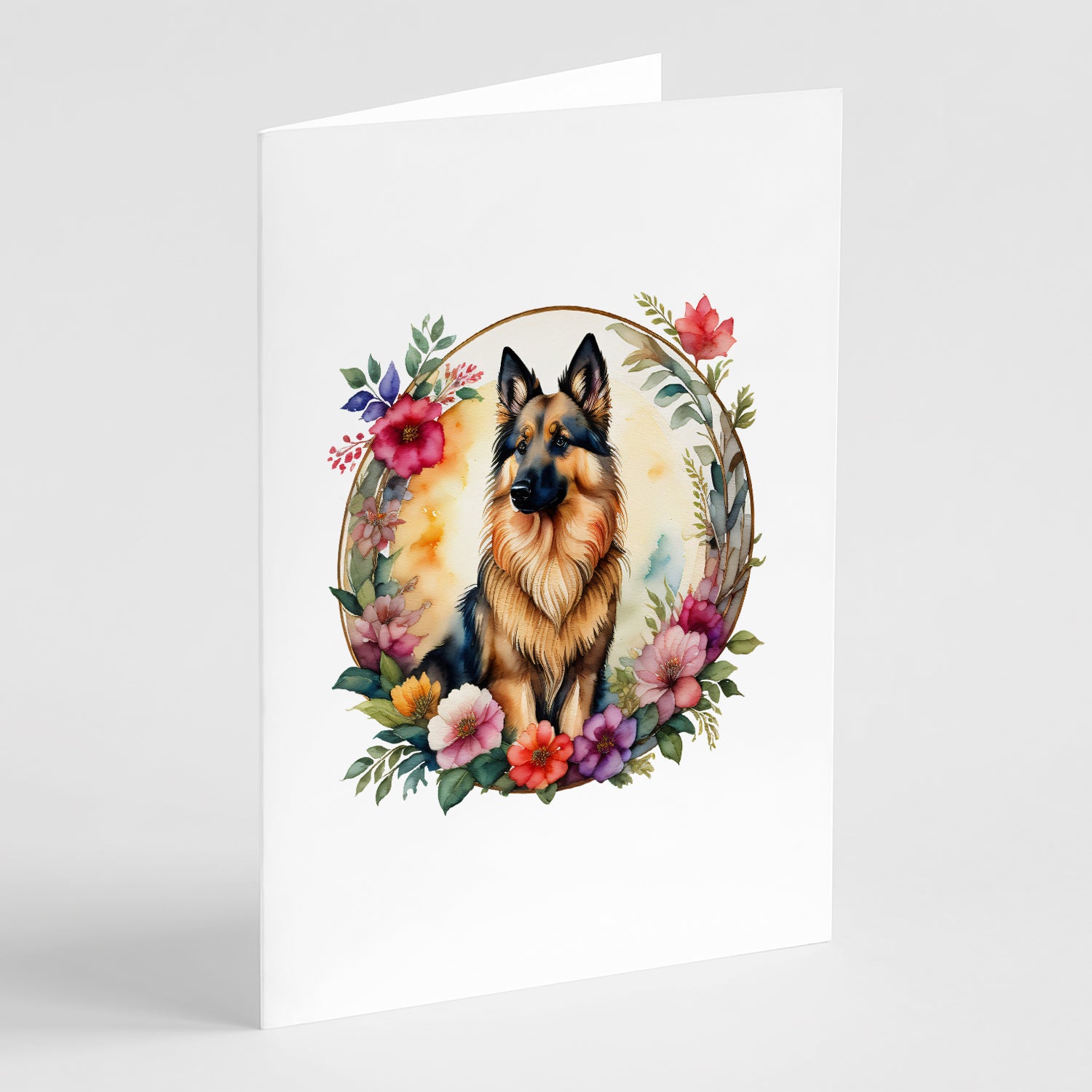 Buy this Belgian Tervuren and Flowers Greeting Cards and Envelopes Pack of 8