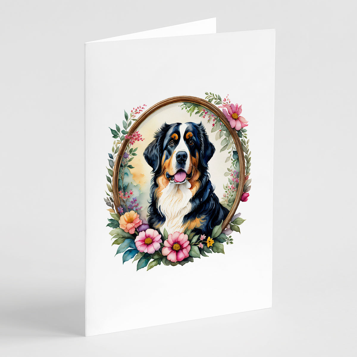 Buy this Bernese Mountain Dog and Flowers Greeting Cards and Envelopes Pack of 8