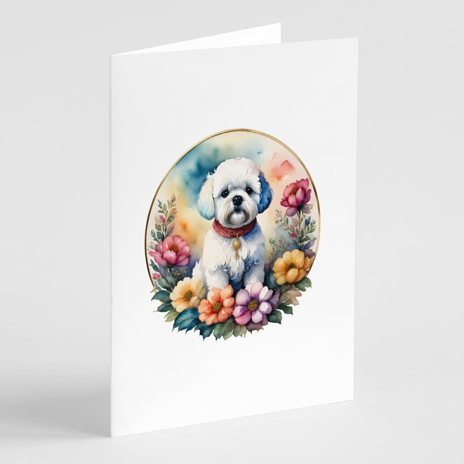 Buy this Bichon Frise and Flowers Greeting Cards and Envelopes Pack of 8