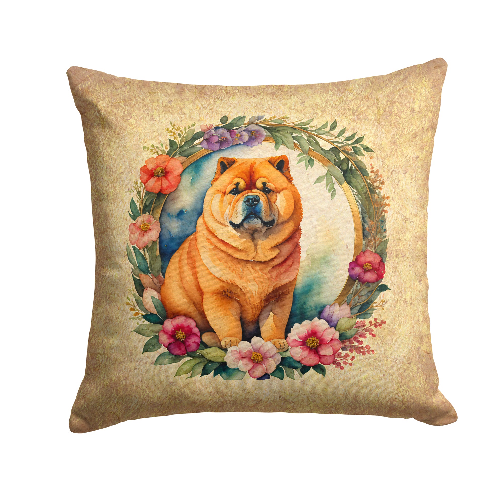 Buy this Chow Chow and Flowers Fabric Decorative Pillow