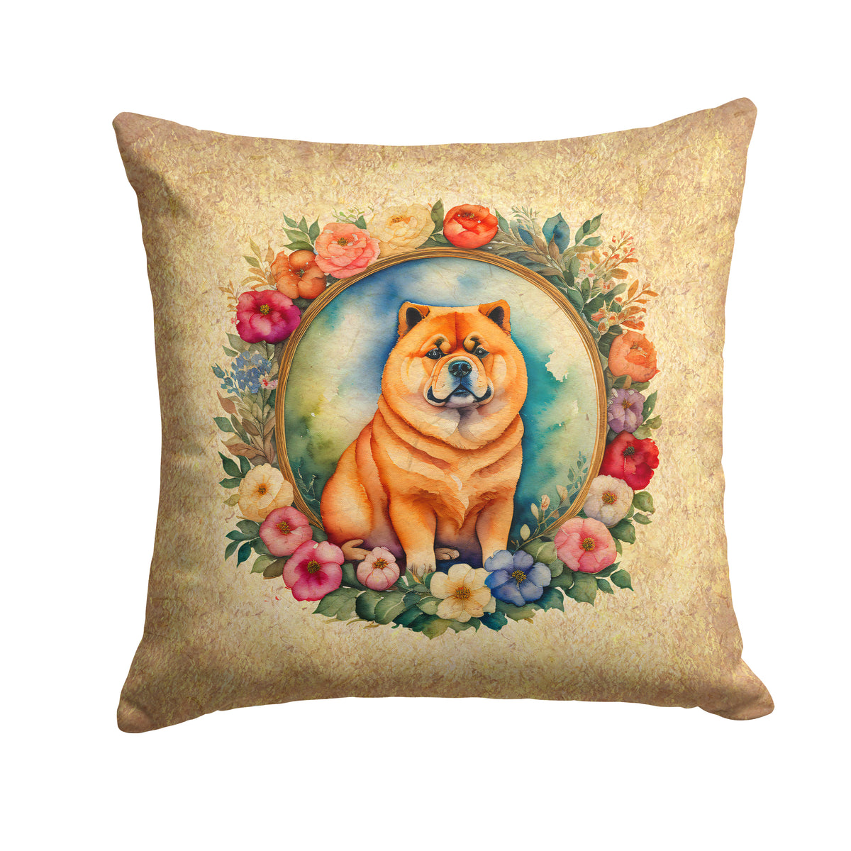 Buy this Chow Chow and Flowers Fabric Decorative Pillow