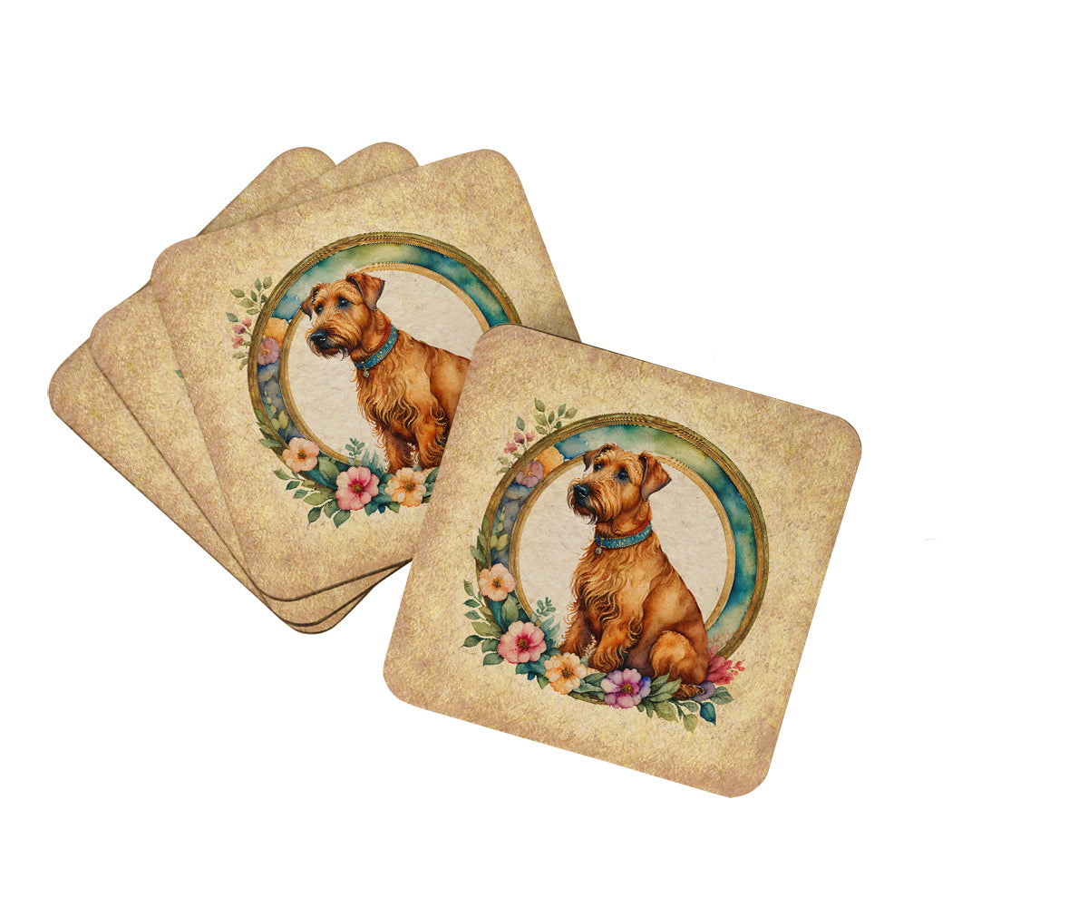 Buy this Irish Terrier and Flowers Foam Coasters