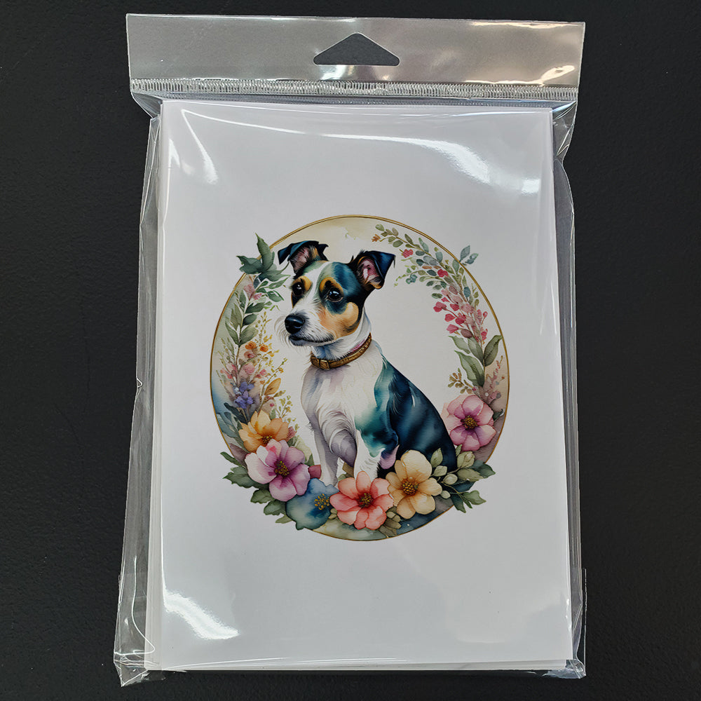 Jack Russell Terrier and Flowers Greeting Cards and Envelopes Pack of 8  the-store.com.
