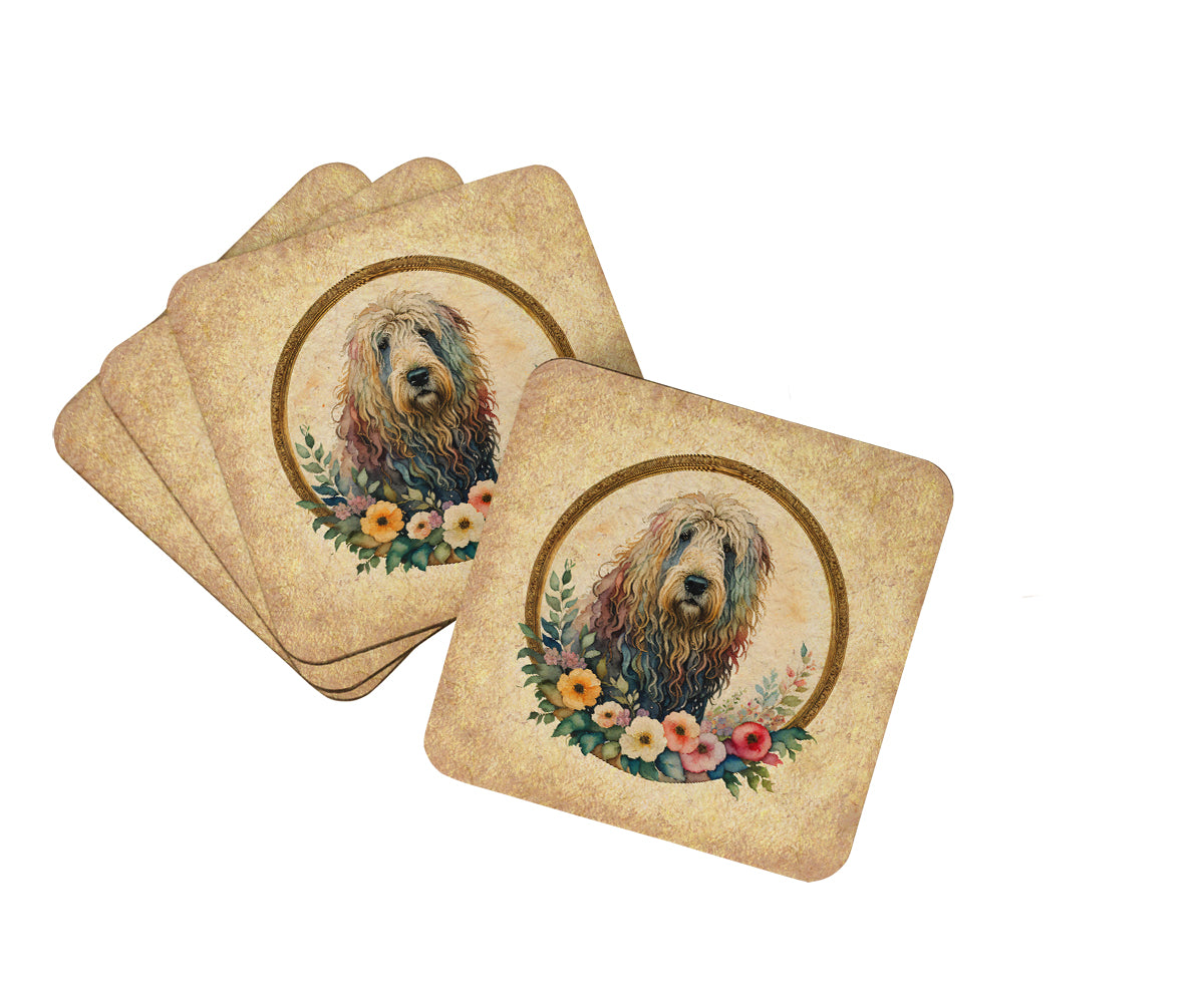 Buy this Komondor and Flowers Foam Coasters