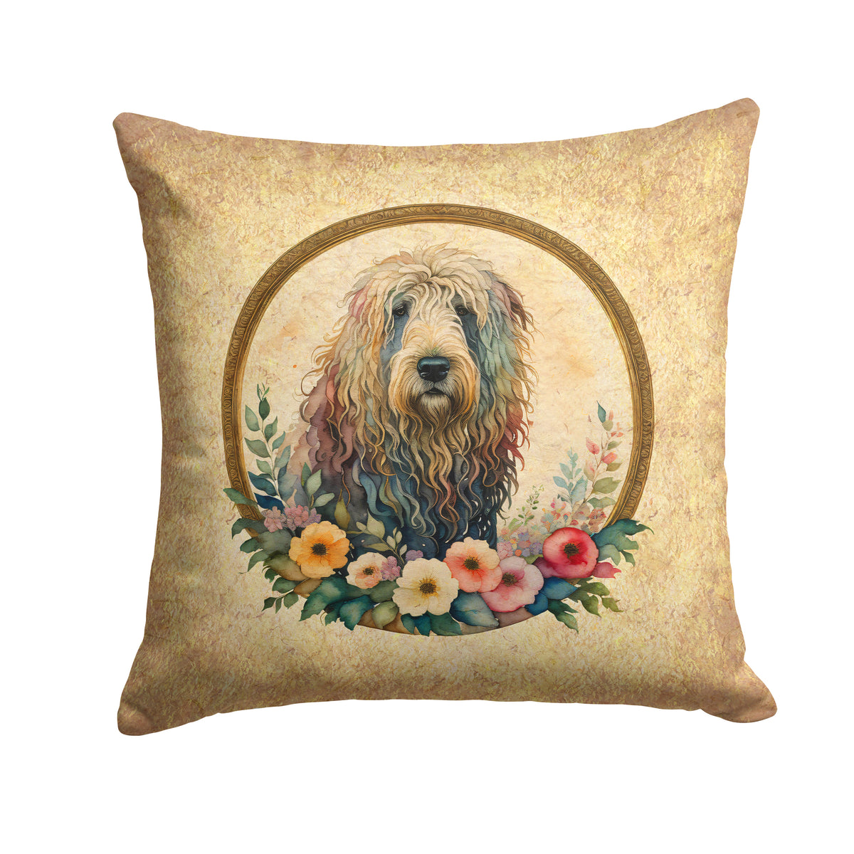 Buy this Komondor and Flowers Fabric Decorative Pillow