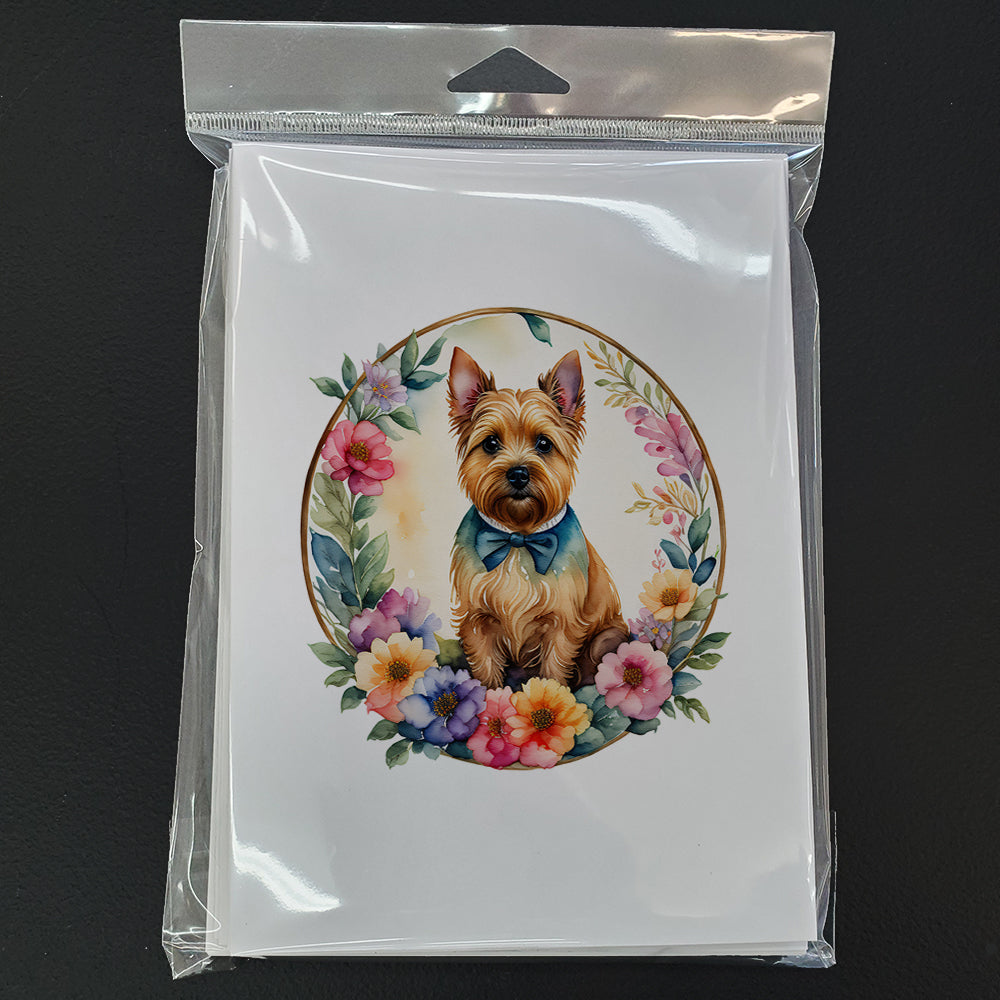 Norwich Terrier and Flowers Greeting Cards and Envelopes Pack of 8  the-store.com.