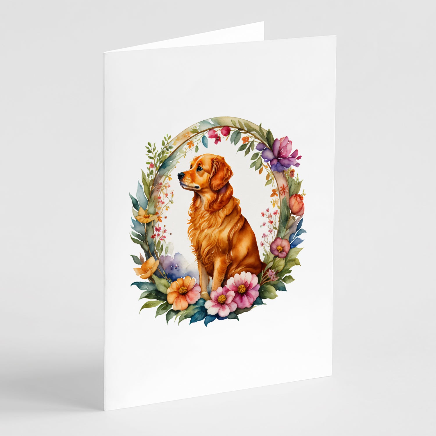 Buy this Nova Scotia Duck Tolling Retriever and Flowers Greeting Cards and Envelopes Pack of 8