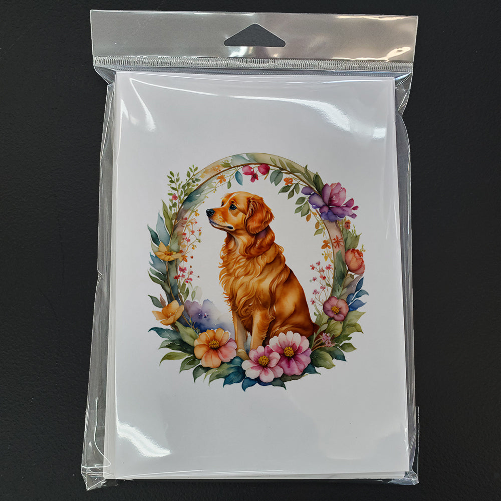 Nova Scotia Duck Tolling Retriever and Flowers Greeting Cards and Envelopes Pack of 8  the-store.com.