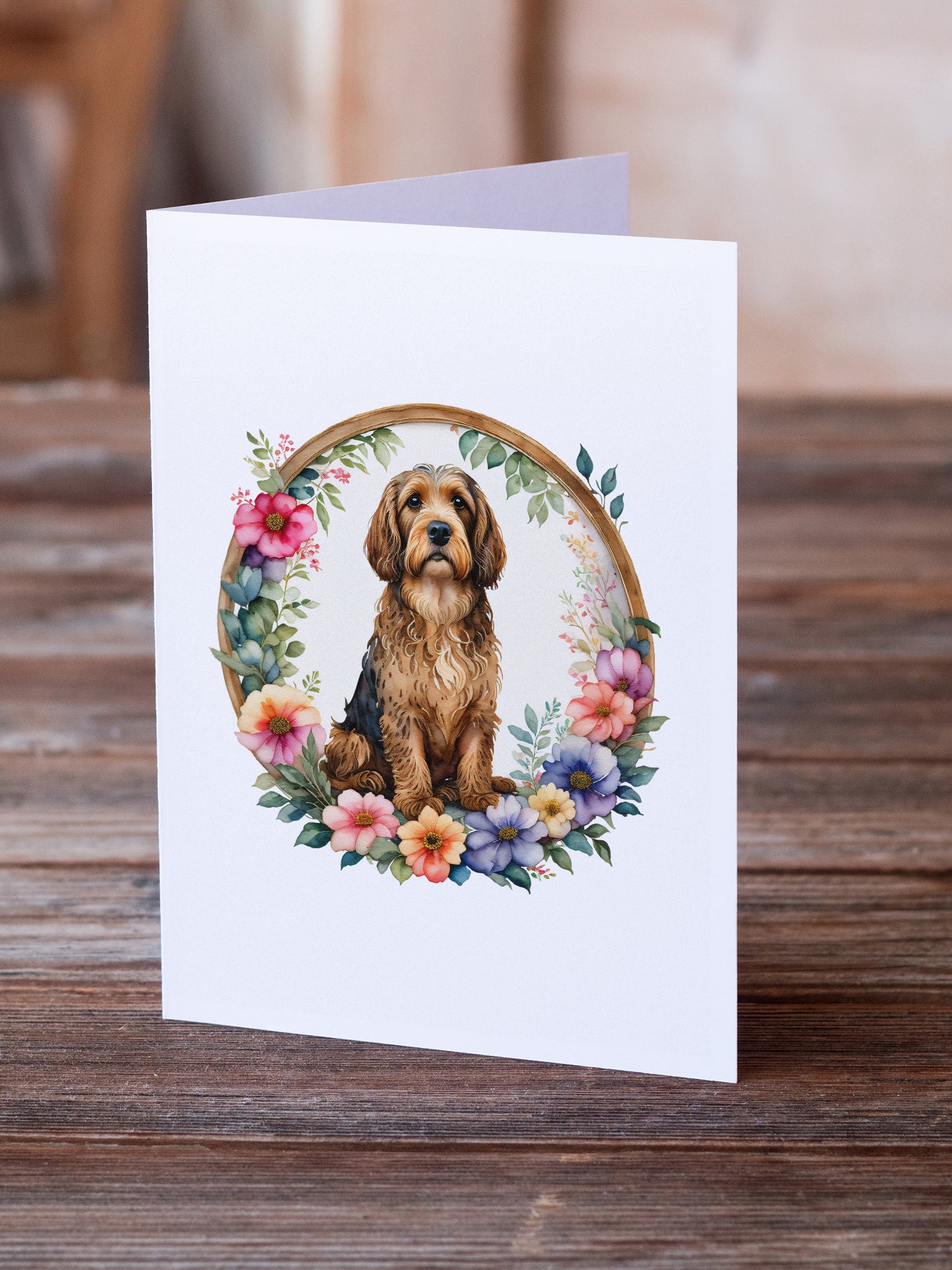 Buy this Otterhound and Flowers Greeting Cards and Envelopes Pack of 8