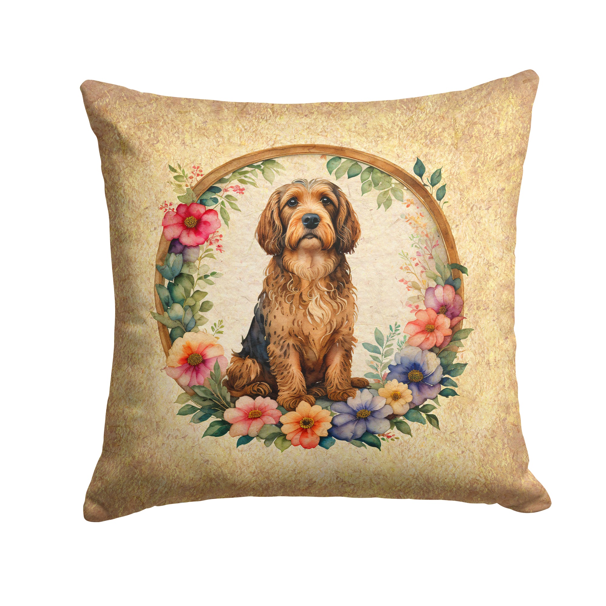 Buy this Otterhound and Flowers Fabric Decorative Pillow