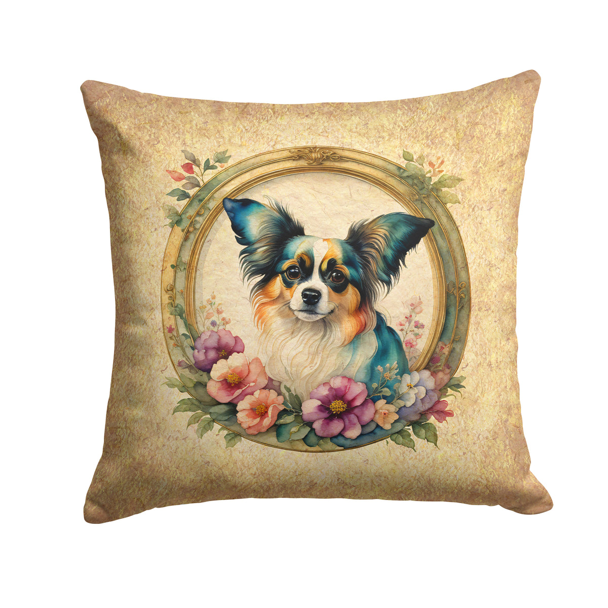 Buy this Papillon and Flowers Fabric Decorative Pillow