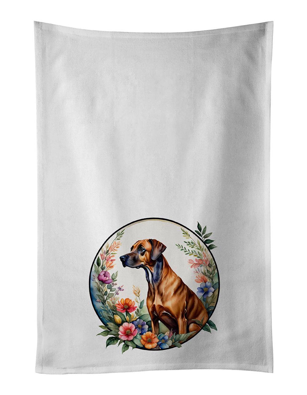 Buy this Rhodesian Ridgeback and Flowers Kitchen Towel Set of 2