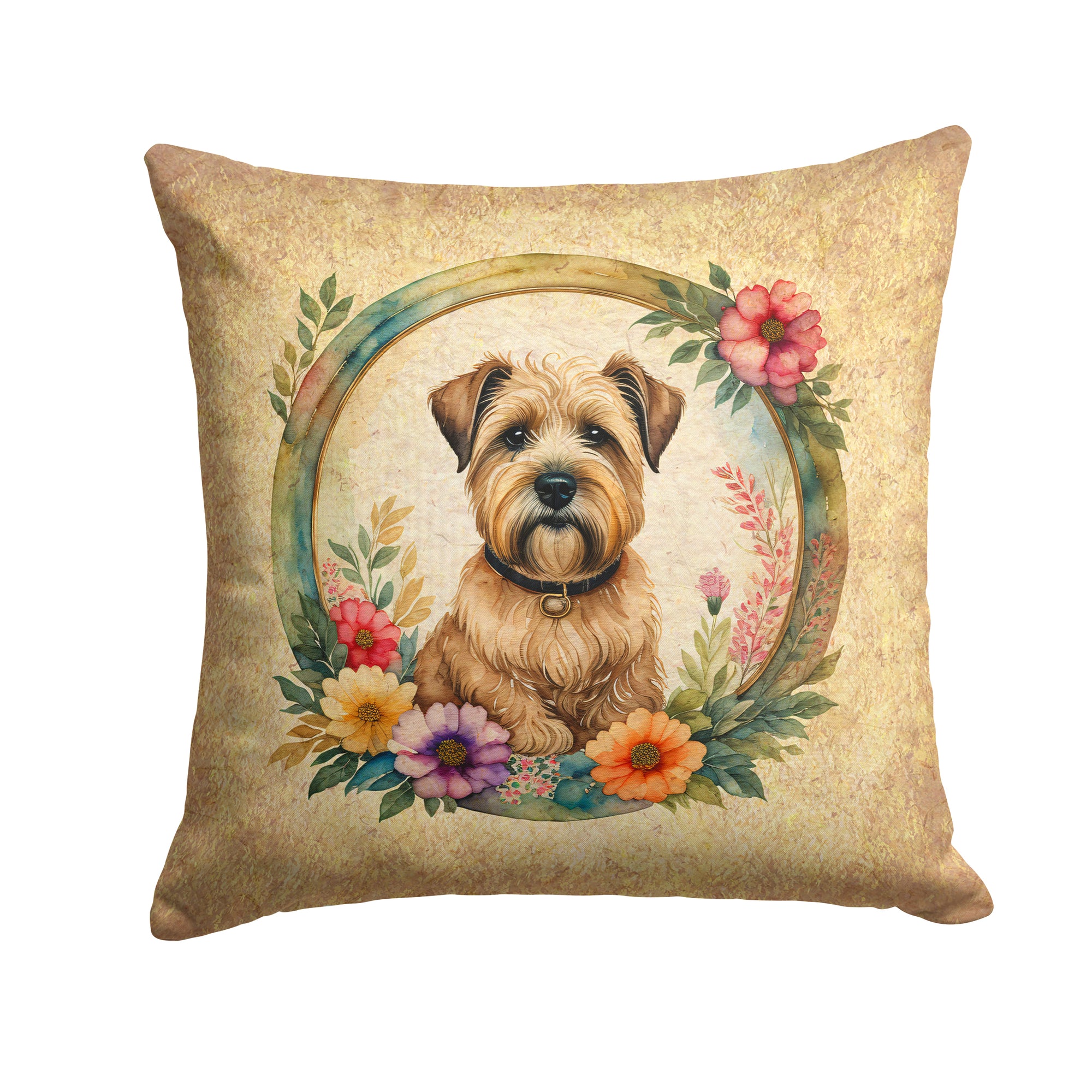 Buy this Wheaten Terrier and Flowers Fabric Decorative Pillow