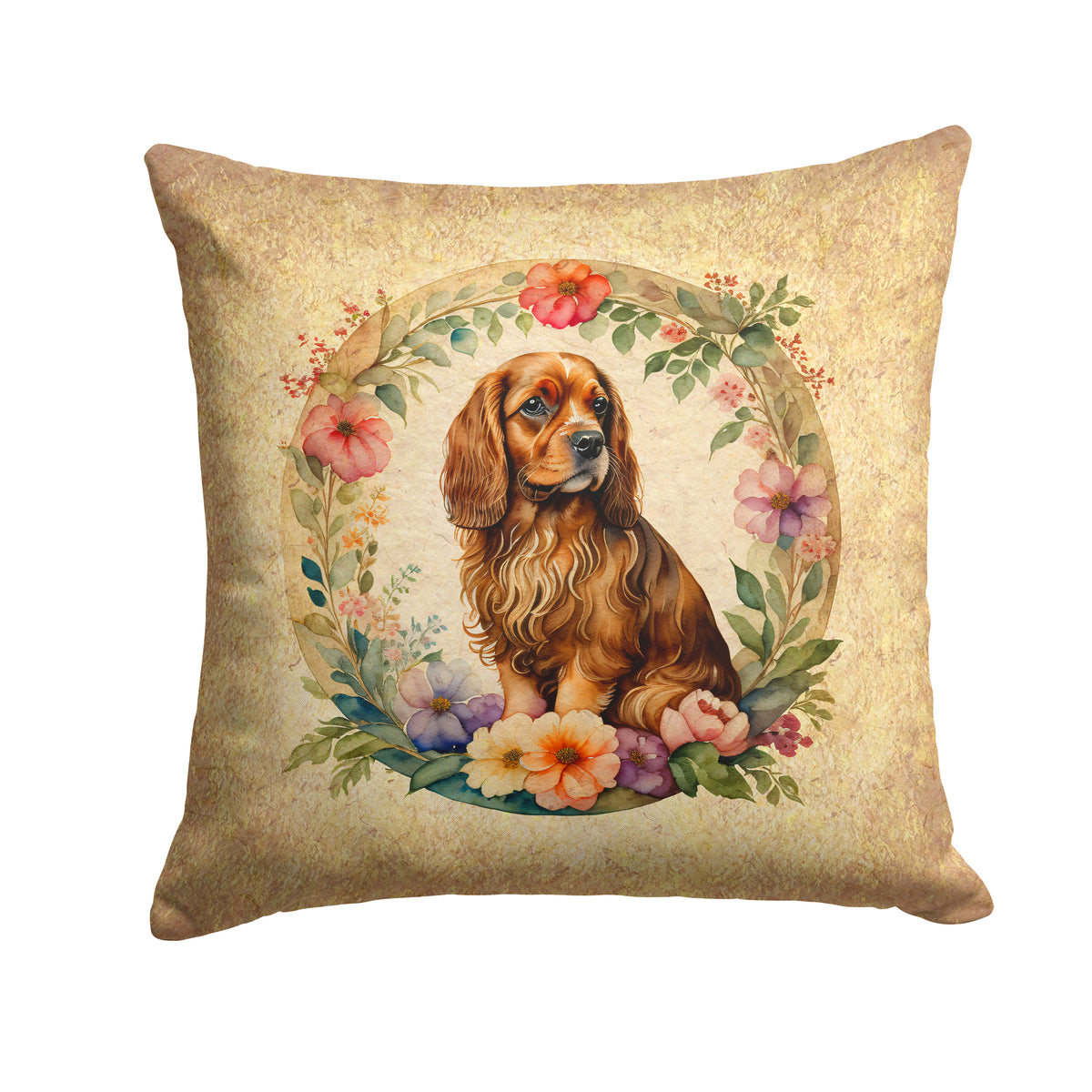 Buy this Sussex Spaniel and Flowers Fabric Decorative Pillow