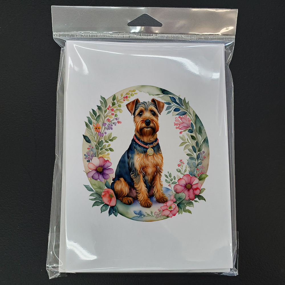 Welsh Terrier and Flowers Greeting Cards and Envelopes Pack of 8  the-store.com.