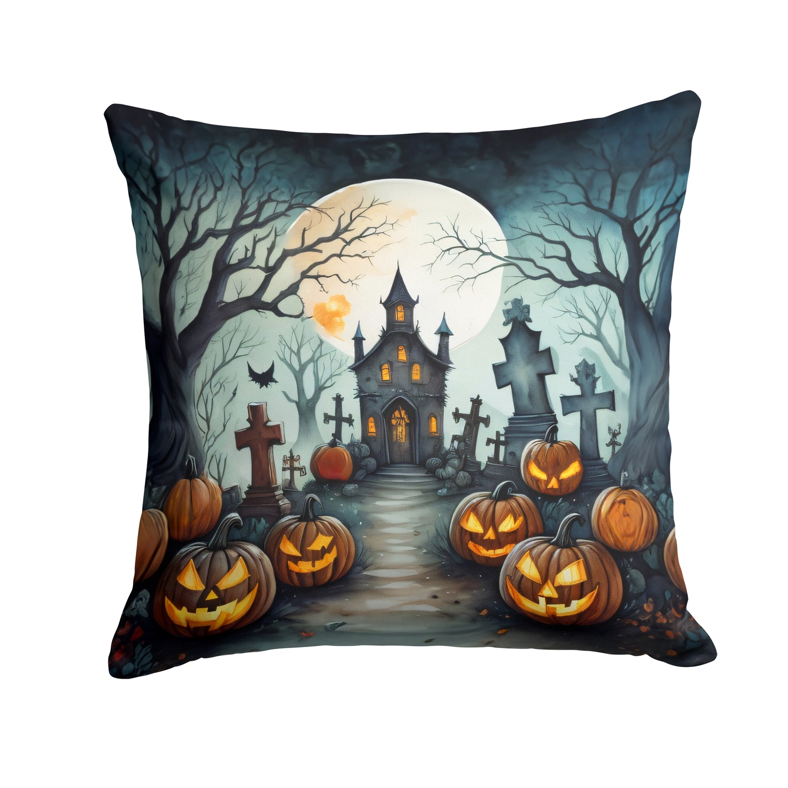 Buy this Graveyard Spooky Halloween Fabric Decorative Pillow