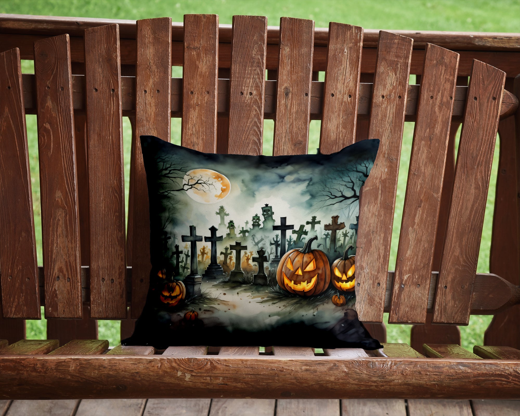 Buy this Graveyard Spooky Halloween Fabric Decorative Pillow