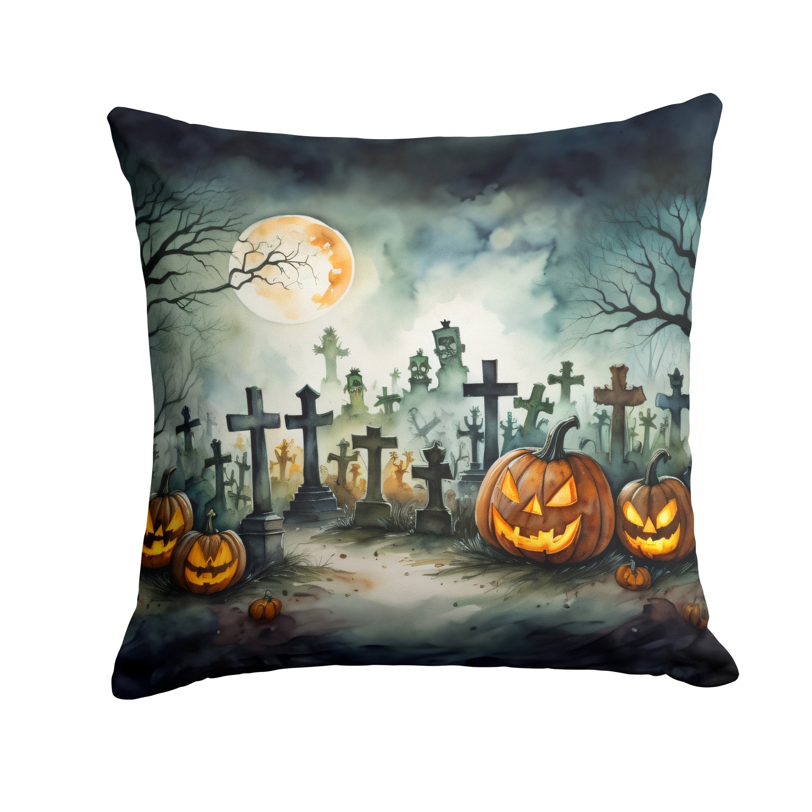 Buy this Graveyard Spooky Halloween Fabric Decorative Pillow