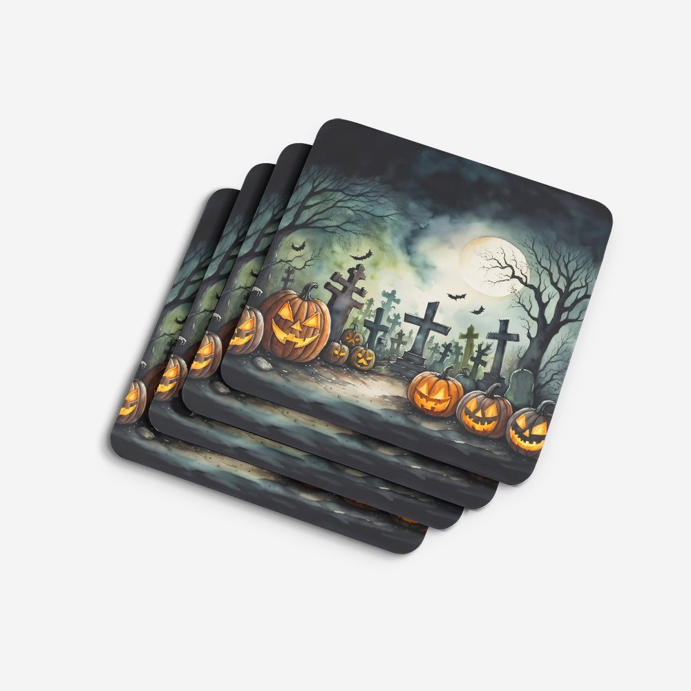 Graveyard Spooky Halloween Foam Coaster Set of 4  the-store.com.