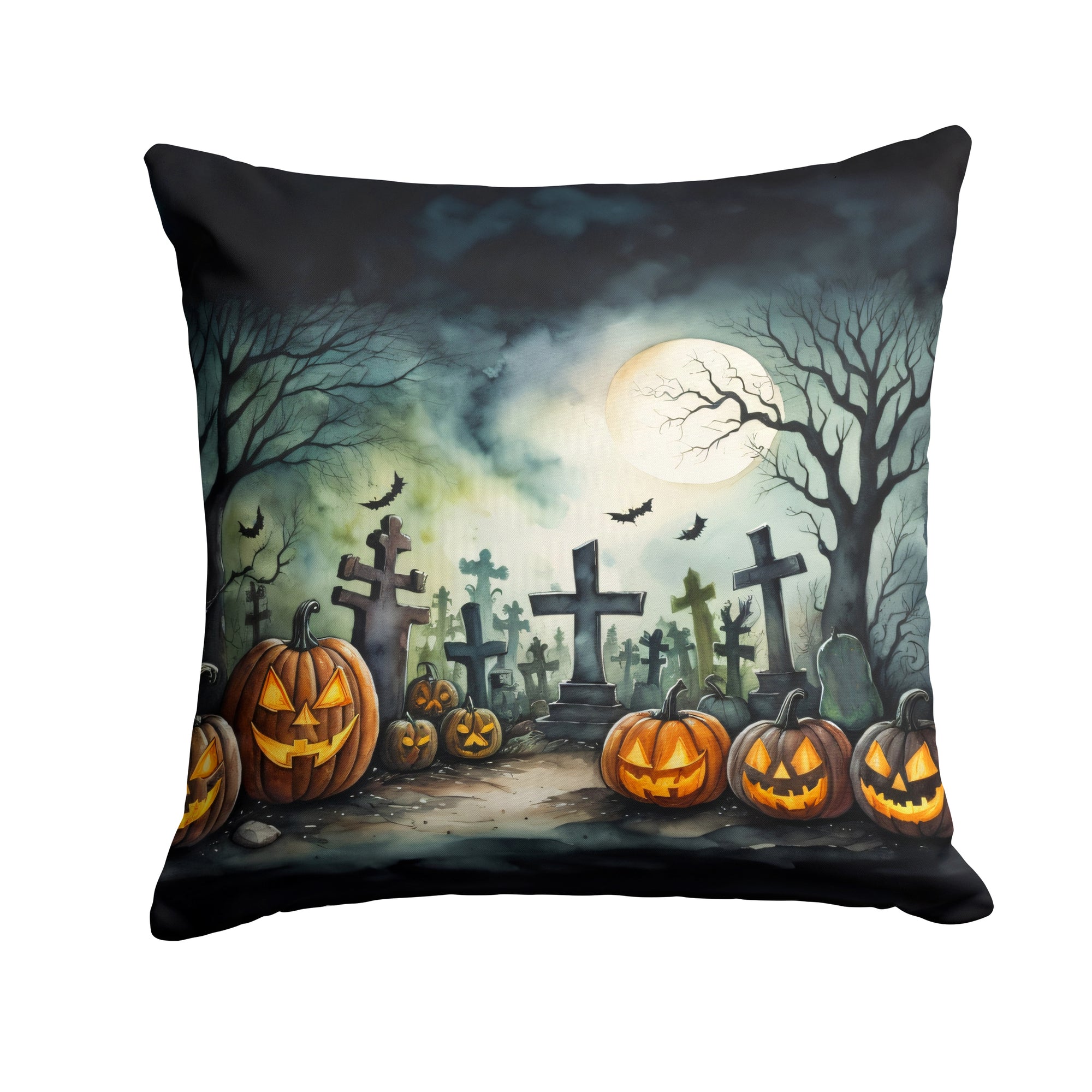 Buy this Graveyard Spooky Halloween Fabric Decorative Pillow