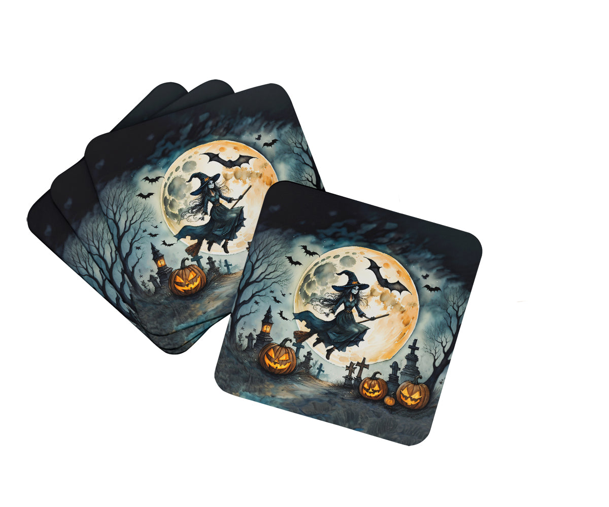 Buy this Flying Witch Spooky Halloween Foam Coaster Set of 4