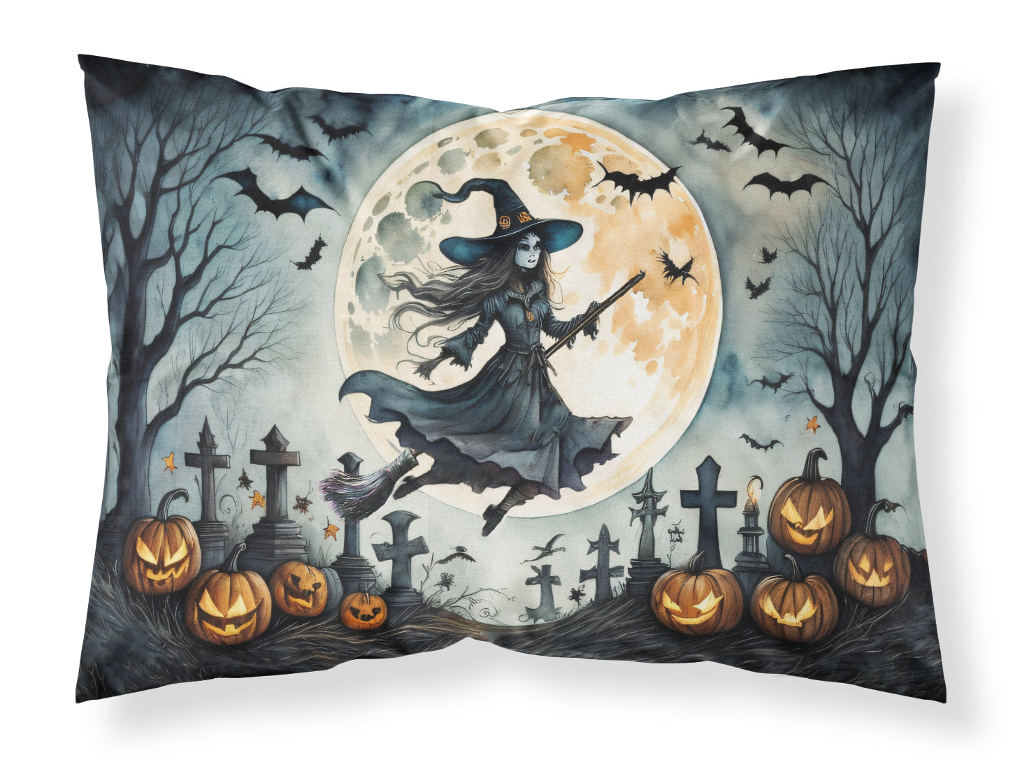 Buy this Flying Witch Spooky Halloween Fabric Standard Pillowcase